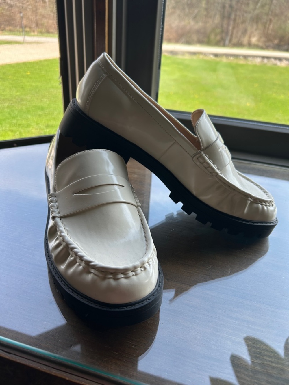 Loft Classic Cream Leather Penny Loafers for Women - Picture 2 of 7